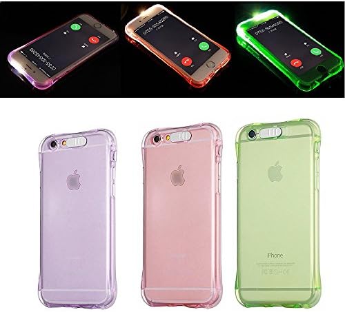 3 PCS Bundlle-iPhone 6 6S Case- SUNYI Creative LED Flash Incoming Call Light up Flashing Crystal Clear Anti-scratch Shockproof Soft Protective Clear TPU Shell Cover Case for iPhone 6 6s