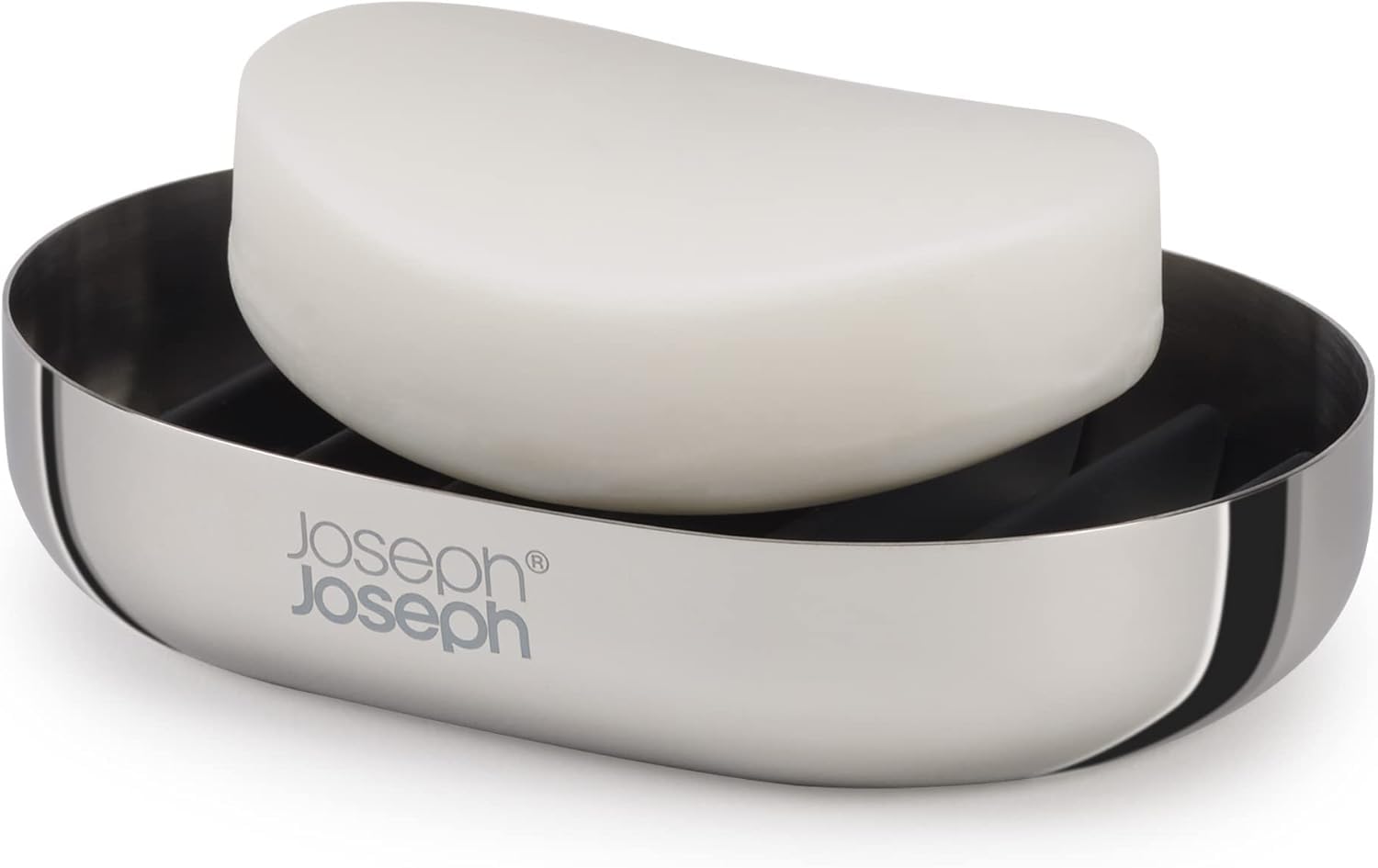 Joseph Joseph EasyStore Luxe - Quick-drain Stainless-steel Soap Dish Holder with draining rack- Steel