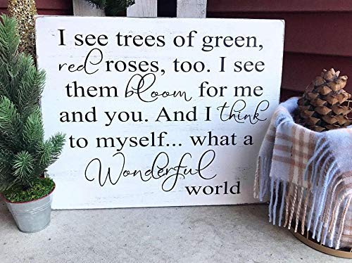 Iliogine Decorative Plaques Sign Louis Armstrong Lyrics Louis Armstrong Song What A Wonderful World Desk Entrance Wall Decor Wood Sign