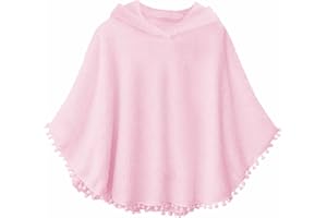 Inorin Kids Girls Sherpa Fleece Pullover Hoodies Pompom Tassel Fuzzy Coat Poncho Cloak Hooded Cape