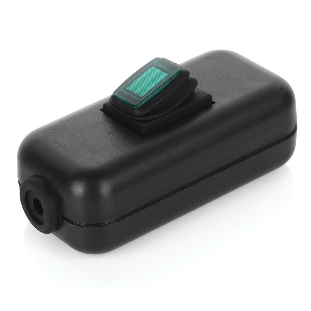 Rocker switch waterproof ac 250v 6a 3p feed cord switch green led light on/off Bedroom in line cord switch