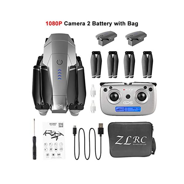 Ocamo HD-Kamera-Drohne,GPS Drohne mit 4 Karat 1080 P HD Dual Kamera 5G WiFi RC Quadcopter Optischer Fluss Positionierung…