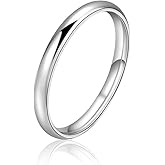 Lantine 2mm Simple Pinky Ring Silver High Polishing Dome Thin Minimalist Stacking Knuckle Plain Band Ring Size 2-8.5