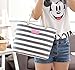 Caixia Women's Polyester Thick Rope Handle Stripe Pattern Tote Bag Shoulderbag