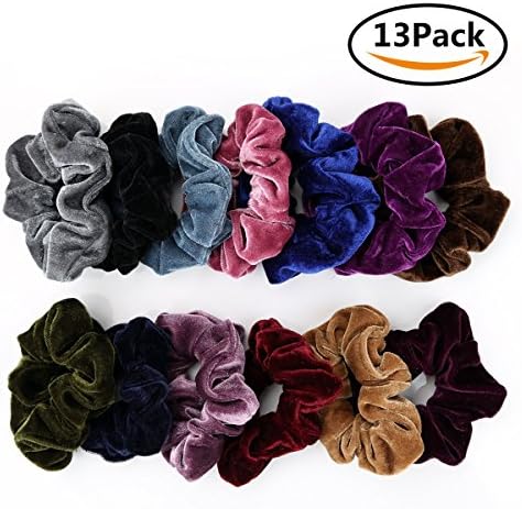BEoffer 13 Pieces Hair Scrunchies Velvet Soft Assorted Hair Ties Elastics Hair Bobbles No Damage Super Comfort Stay in Place Elegant Hair Bands Durable Headbands Hair Accessories for Girls and Women