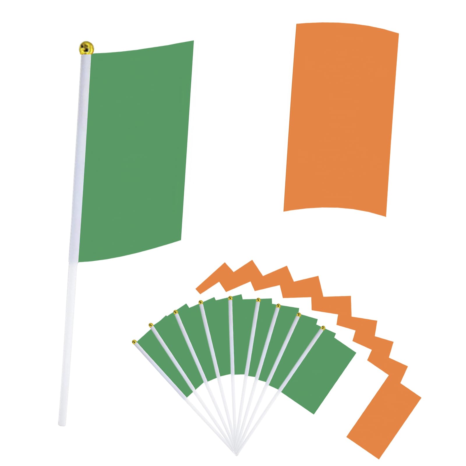 10Pcs Ireland Flags for Fifa World Cup Football 2026 Decorations,14X21cm Mini Irish Flag,Small Irish Flags on Sticks,Hand Held Ireland Flag for Eurovision Euro Football Street Party Décor