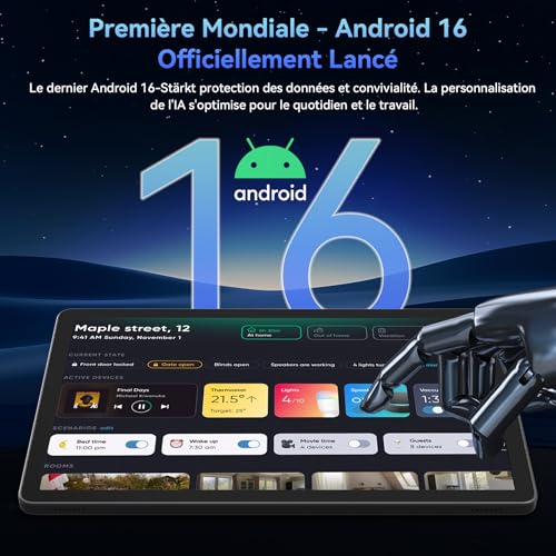 TABWEE T90 11 Inch Android 16 Touch Tablet with Keyboard and Stylus, IA Gemini, 24GB RAM (8+16) 128GB ROM (TF 2TB), Widevine L1 FHD Display, 8000mAh Battery, PC 2 in 1, 5G WiFi/GPS - Grey