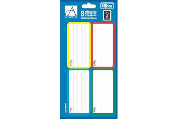 Tilibra - Etiqueta Escolar Adesiva Académie, - 1 folha com 8 etiquetas
