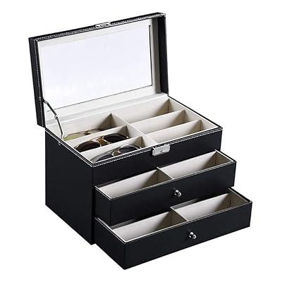 Sunglass Organizer Box | 3 Layer 18 Slots Eyeglass Storage Case for Women Men Multiple Glasses Jewelry Watch Display Boxes Holde (from USA, Black)