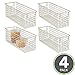 mDesign Narrow Farmhouse Decor Metal Wire Food Storage Organizer Bin Basket with Handles for Kitchen Cabinets, Pantry, Bathroom, Laundry Room, Closets, Garage - 16