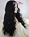 K’ryssma Realistic Looking Cheap Wigs for Black Women Christmas Long Wavy Full Machine Made Middle Part None Lace Glueless Synthetic Hair Wigs for Daily Wear Heat Resistant Black #1b 24 Inches