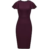 REPHYLLIS Women's Crewneck Ruffle Guest Church Pencil Work Dresses