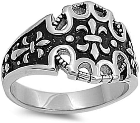 Stainless Steel Fluer De Lis Ring Size 13