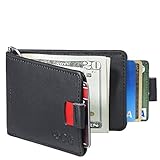 Mens Ultra Slim RFID Blocking Bifold Leather Wallet Pull Tab with Money Clip