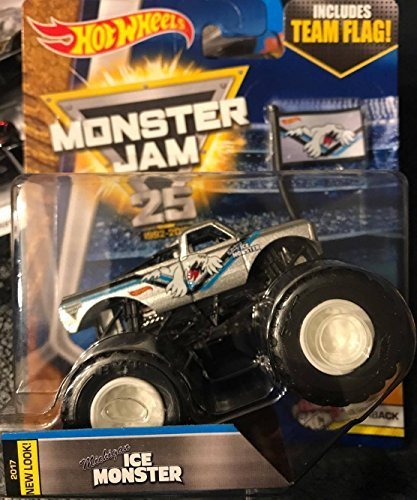2017 Hot Wheels Monster Jam Flashback Michigan Ice Monster - With Flag