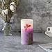 PRIMROSE Flameless LED Candle with Timer Battery Operated Real Wax Pillar Candles Embossed Purple Butterfly Pattern