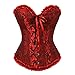 Womens Floral Black Lace Trim Corset Overbust Waist Cincher Bustier Top