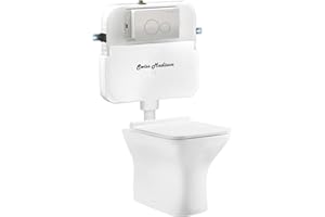 SWISS MADISON Carre Back to Wall Toilet Bowl Bundle in Glossy White