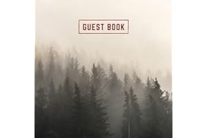 Guest Book: Visitor Guest Book for Vacation Home | Log Cabin Rustic Cottage Mountain Hotel Guest Book Sign In Log Book for Airbnb, VRBO, Bed & ... Pine Forest Silhouette (Premium Cream Paper)