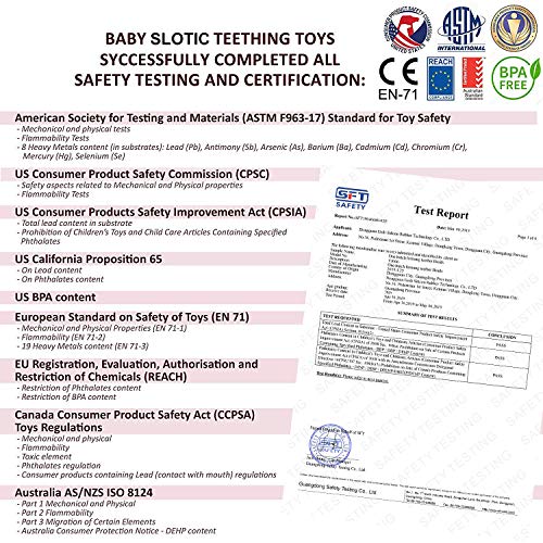 Slotic Baby Teething Toys, Elephant Teether Pain Relief Toy with Pacifier Clip Holder Set for Newborn Babies, Freezer Safe Neutral Shower Gift, Soft & Textured Stocking Stuffers for Boy and Girl Grey