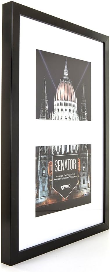 Kenro Senator Black Wood Double Photo Frame with White Mat for 2 Photos 8x6 inch / 15x20cm - SNF1520B/2, Double 8x6" / 15x20cm - Image 3