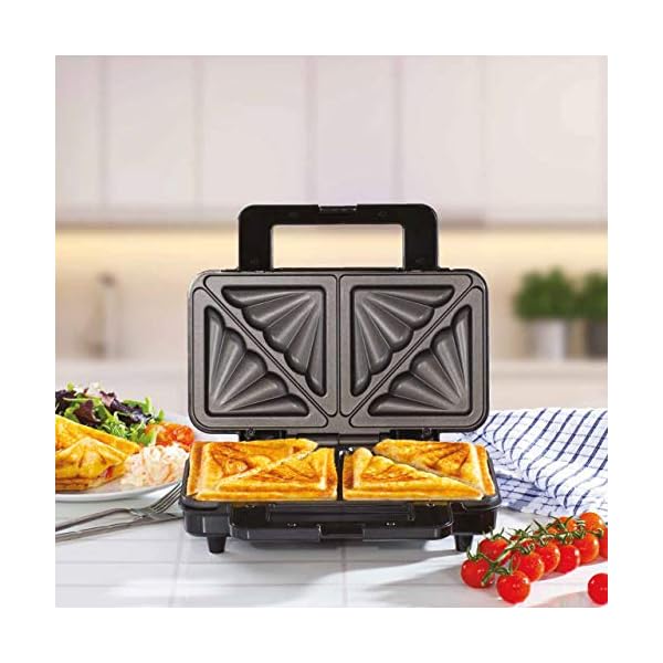 Daewoo Deep Fill 4 Slice Sandwich Maker with Extra Deep and Easy to Clean Non-Stick Ceramic Plates, Automatic…