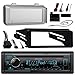 Kenwood Bluetooth Radio USB AUX CD Player Receiver w/ Cover - Bundle with Install Dash Kit, Handle Bar Control, Enrock Antenna for 98- 2013 Harley Touring FLHT FLHX FLHTC Motorcycle Bike