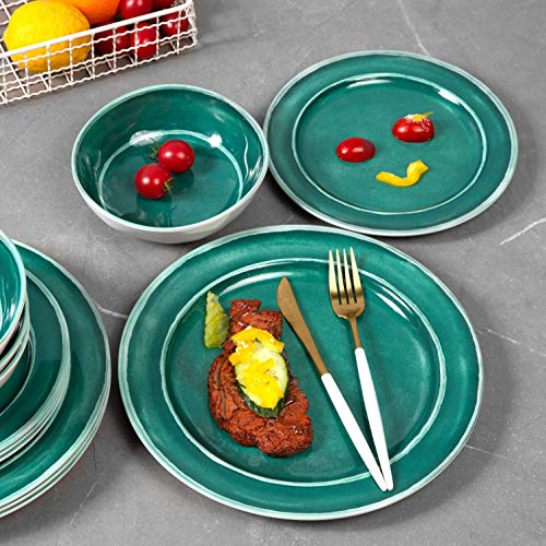 Melamine Dinnerware Set 12pcs Dishes Dinnerware Set for 4, Indoor and