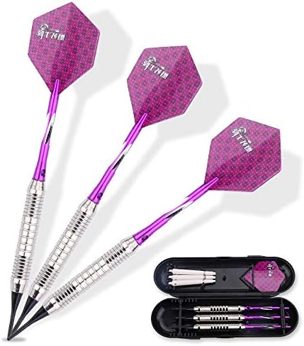 Professional Tip Darts with Delicate Case-Metal Shaft Barrel,Darts Set-Steel Tip/Nylon Soft Tip, Purple Blue Green Yellow Black 6Pack/3Pack, 18Grams/23Grams, Suitable for Electronic Dart Bo