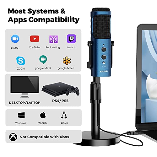 USB Microphone, MYDASH Computer Cardioid Condenser PC Gaming Microphone