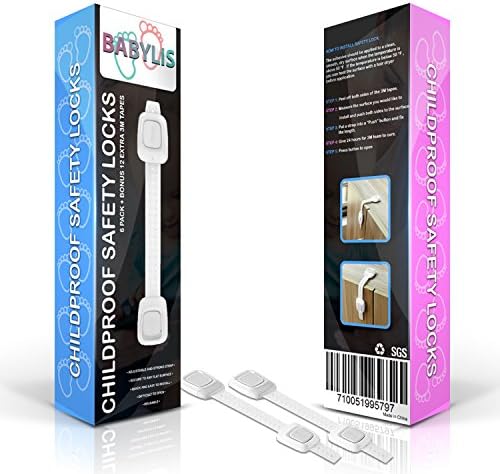 Babylis Child Safety Locks (6-Pack) Home Baby Proof Cabinets, Drawers, Appliances Discrete, Installation with 3M Adhesive Protect Toddlers and Children Adjustable, Reusable