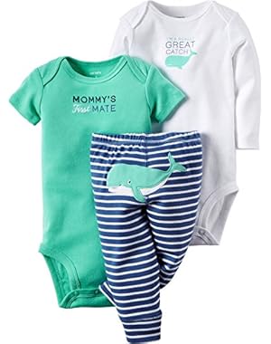 Carters Baby Boys 3-pc. Great Catch Bodysuit Set Newborn Blue/green/white