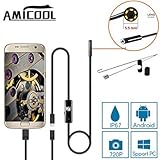 USB Endoscope, Amicool 2 in 1 Borescope Inspection Camera 2.0 Megapixels CMOS HD Waterproof Snake Camera with USB Adpater and 6 Adjustable LED Light for Android/Windows – 3.5 Meters (11.5 ft.)