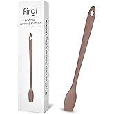 Firgi Platinum Silicone Topping Spatula for Cooking – BPA Free Heat Resistant Cooking Utensils for Non Stick Pans – One-Piece Spoonula for Baking, Mixing & More – Kitchen Scraper 10.7” Brown