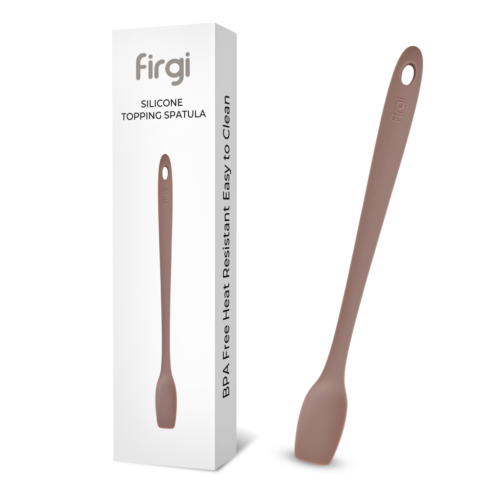Photo 1 of Firgi Platinum Silicone Topping Spatula for Cooking – BPA Free Heat Resistant Cooking Utensils for Non Stick Pans – One-Piece Spoonula for Baking, Mixing & More – Kitchen Scraper 10.7” Brown