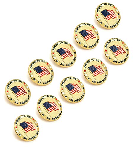 TONOS Round American Flag Pin -Pround to Be an American Pin 10 Pack