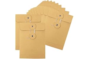 20 Pcs Kraft Paper Envelopes with String, 5.5"x3.9" String Tie Closure Kraft Paper Envelope, Strings Tie Closure Envelope for