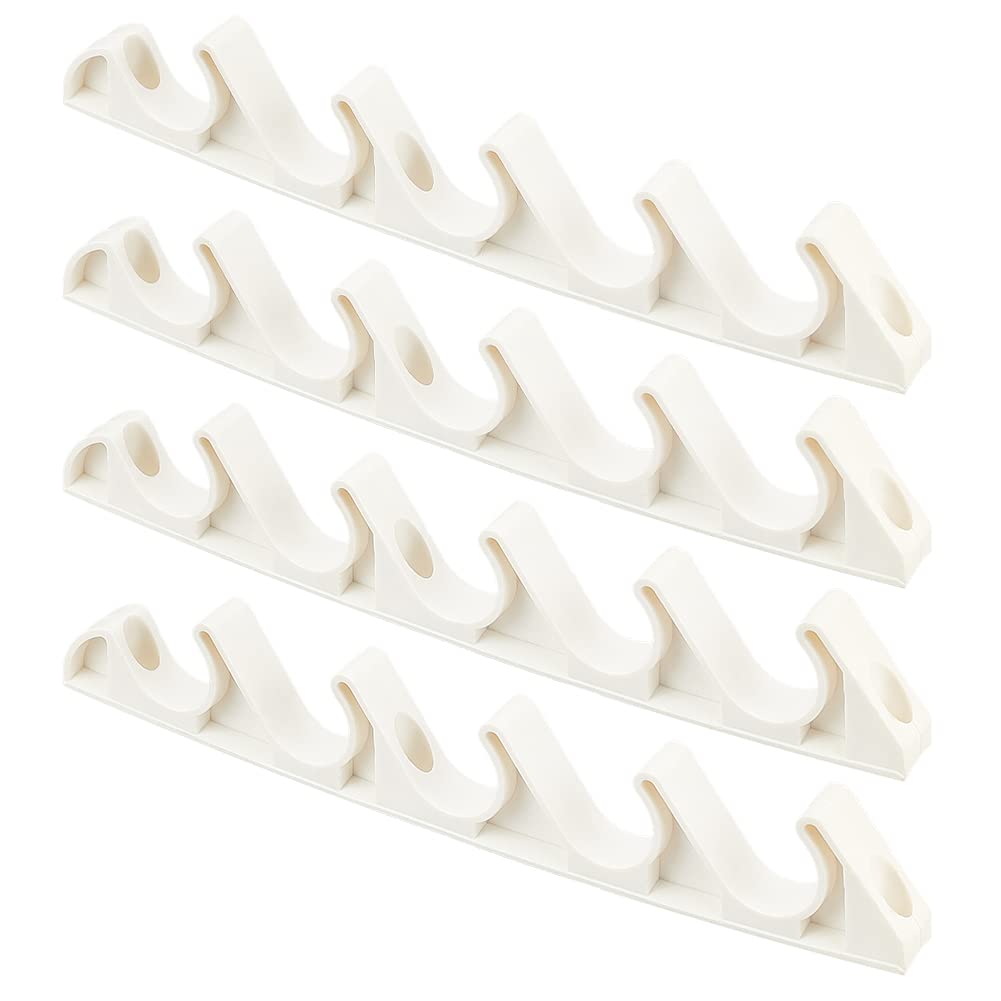 AHANDMAKER 4 Pcs Chaise Adjustment Brackets, 5 Position Back Support Adjuster for Outdoor Patio Lounge, Plastic Hook Hangers, Vertical Hook Rack for Recliner Parts Replacement, Beige