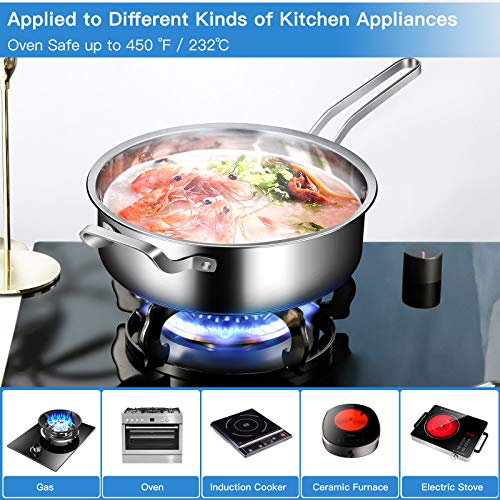 COSTWAY 6 Piece Stainless Steel Cookware Set, Induction Cooking Pots