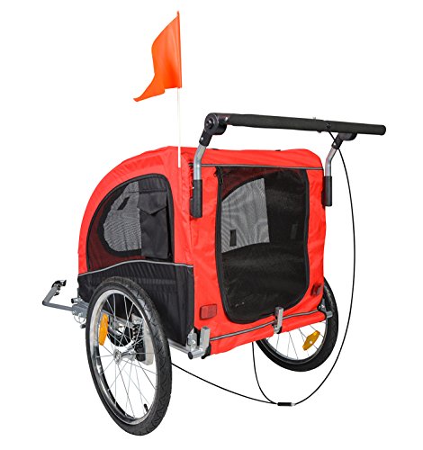 Enjoi Pet Bike Trailer Dog Cat Bicycle Carrier Stroller Jogger Shopping Cycling Wagon (Black & Red)