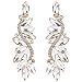 BriLove Women's Wedding Bridal Crystal Multi Marquise Filigree Flower Chandelier Clip-On Dangle Earrings Gold-Tone Clear