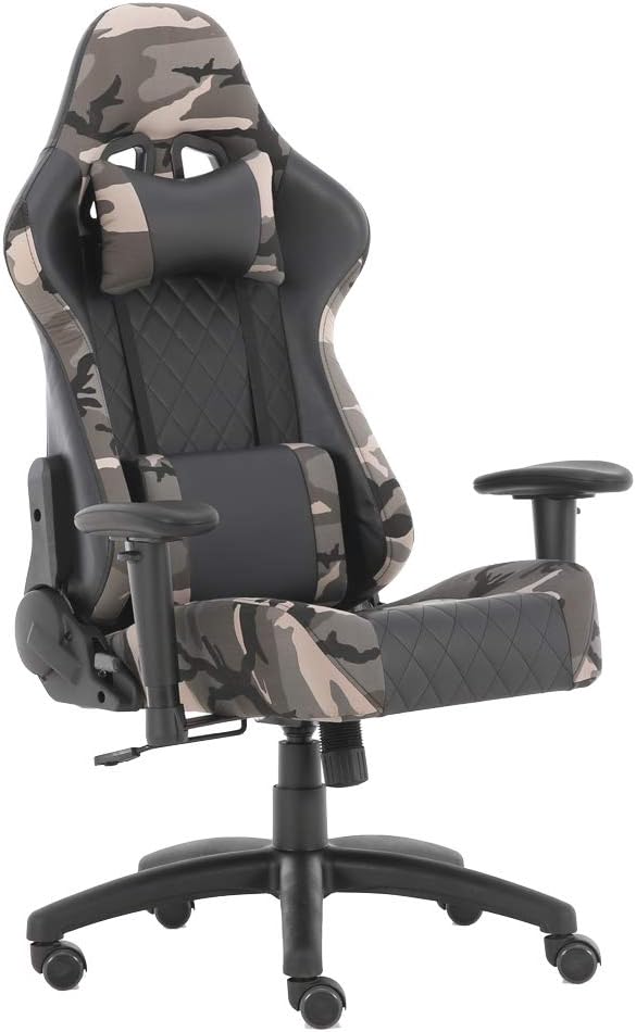 BAOU Gaming Chair Racing Office Computer Game Chair Ergonomic Backrest and Seat Height Adjustment Recliner Swivel Rocker with Headrest and Lumbar Pillow E-Sports Chair(Color:Camouflage)