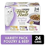 Purina Fancy Feast Gravy Wet Cat Food Variety Pack, Poultry & Beef Sliced Collection - (24) 3 oz. Cans
