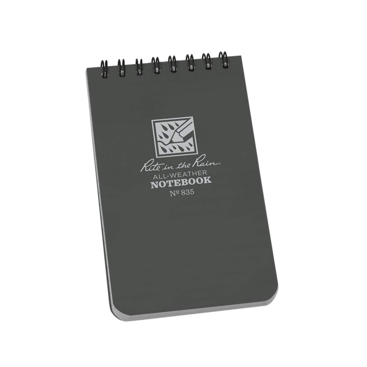 Rite in the Rain Weatherproof Top Spiral Notebook, 3" x 5", Gray Cover, Universal Pattern (No. 835)