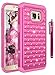Galaxy S7 Case, Style4U Studded Rhinestone Crystal Bling Hybrid Armor Case Cover for Samsung Galaxy S7 with 1 Style4U Stylus [Hot Pink/Hot Pink]