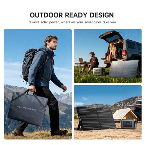 ALLPOWERS SOLAX SE100 100W Solar Panel Solar Charger for S2000 PRO R600 R1500 LITE R2500 R4000 Solar Generator, Foldable Solar Panel with Adjustable Kickstand for Outdoor Camping Indoor RV