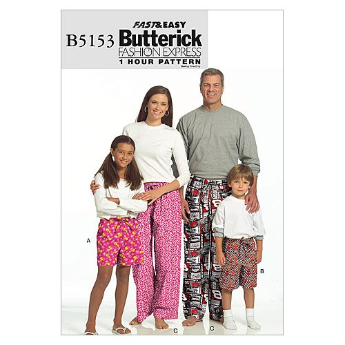 BUTTERICK PATTERNS B5153 Misses'/ Men's/Children's/Boys'/ Girls' Shorts and Pants, Size KID [(3-4) (5-6) (7-8) (10-12) (14-16)]