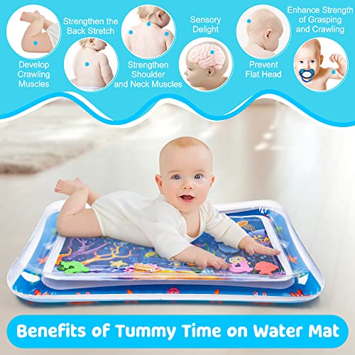 Yeeeasy Tummy Time Water Mat?Inflatable Tummy Time Water Play Mat for Babies, Infants and Toddlers 3 to 12 Months Promote Development Toys Baby Gifts