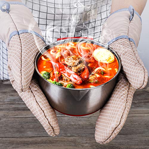 Kitchen Oven Mitts, Echeer Cooking Mitts Pot Holders Heat Resistant Kitchen Potholders Bake Gloves, 1 Pair