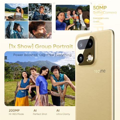 realme 16 Pro+ 5G Smartphone 8 + 256 GB, Gold Master, 6.8 Inch AMOLED 144 Hz, 80 W Ultra Fast Charging, 7000 mAh Battery, Triple Camera 200 MP, Snapdragon 7 Gen4, Front Camera 50 MP, IP69
